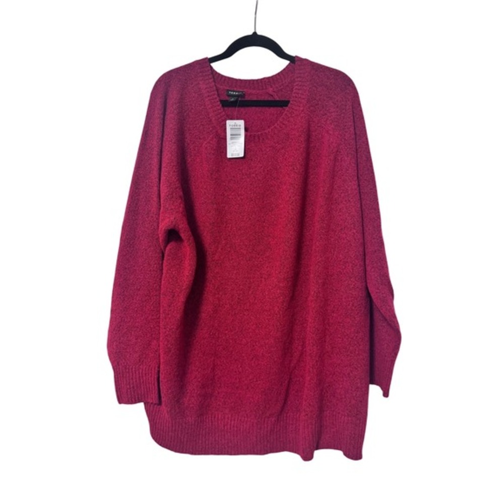 Torrid Vegan Cashmere Pullover Sweater Jester Red Marled Knit Crew Neck 3X 3 NEW - Picture 1 of 6